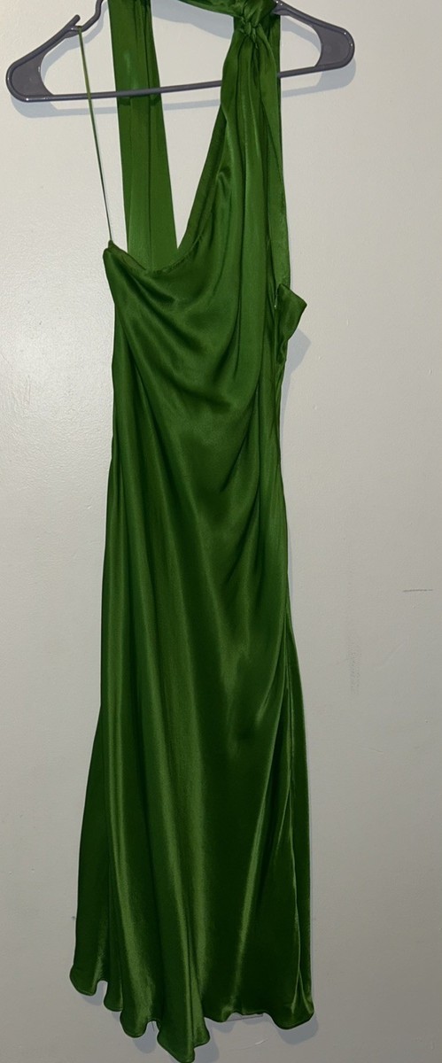 BHLDN Nicoletta One-Shoulder Scarf Satin Midi Dress size small green | eBay