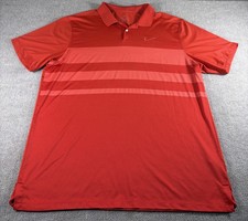 Nike Polo Shirt Mens XL Red Dri-Fit Standard Fit Golf Athletic Performance Top