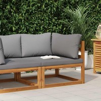 Vidaxl Modular-Ecksofa Mit Dunkelgrauen Kissen Akazie Massivholz Neu
