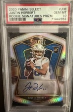JUSTIN HERBERT ROOKIE AUTO 2020 Panini Select Prizm /49 GEM MINT PSA 10