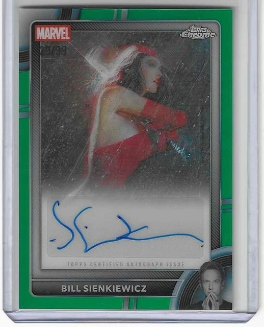 Bill Sienkiewicz 2026 Topps Chrome Marvel Comics Green Artist Auto Elekra /99