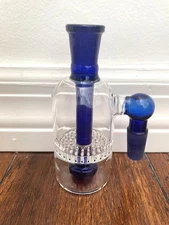 4.5” Premium Glass Water Pipe Ash Catcher Shower Honeycomb Perc 14mm Blue