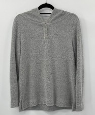 LOFT Womens Marled Knit Sweater Gray Pullover with Hood Size Small