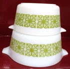 Vintage Set Pyrex Glass DUTCH CLOVER SQUARE FLOWER 473-474 Casserole Dishes EUC