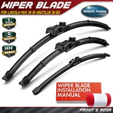 3Pcs 24''&18''&11'' Windshield Wiper Blades for Lincoln MKX 16-18 Nautilus 19-23