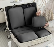 6pc Compression Packing Cubes Set Travel Luggage Organizer Bags Expandable grey