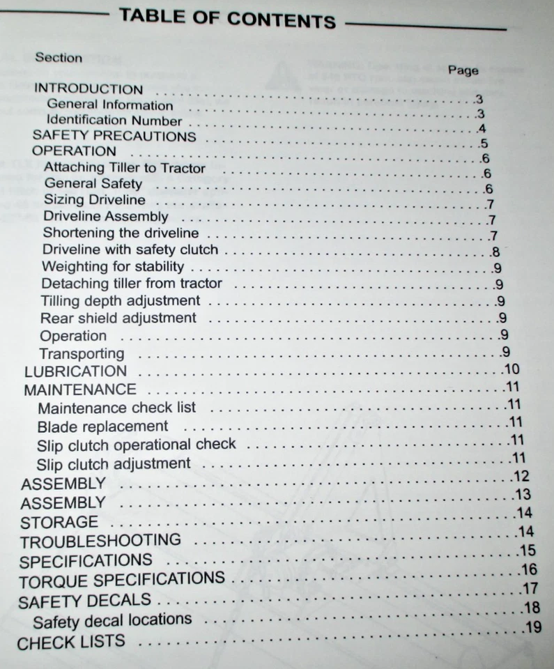 Case IH TLX (40" 52" 60" 72") Tiller Operators Manual 87043084 CIH ORIGINAL! - Image 2 of 3