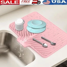 Silicone Dish Drying Mat Non-slip Heat Resistant Quick Drying Kitchen Tool New