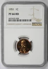 1951 Lincoln Wheat Penny 1C PF 66 RD Red NGC