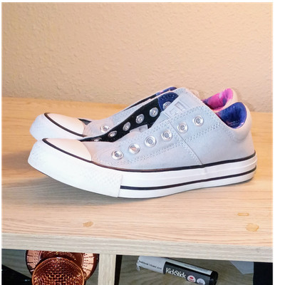 Converse All Star Unisex Kids Low Top Casual Sneakers US 7 Gray/White Logo