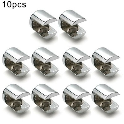 10pcs Glass Shelf Support Clamp Brackets Clip Polished Chrome Shelves 6-12mm