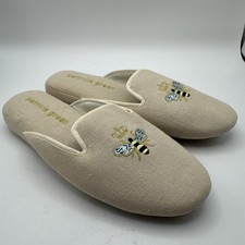 Zapatillas Patricia Verde Lino Queen Bee Bordadas Punta Redonda Talla 7 Nuevas Sin Caja