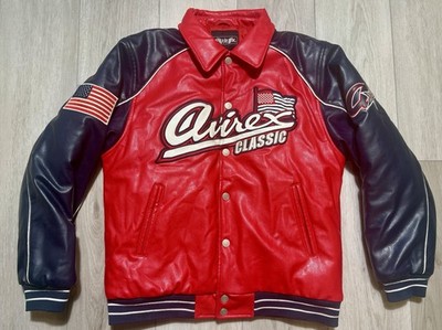 Avirex Classic USA Eagle American Flag Varsity Bomber Jacket Men s L/XL Y2K