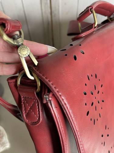 Ecosusi Briefcase Burgundy Laptop Bag Red Floral Messenger Vegan Leather - Picture 6 of 8