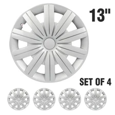 4Pcs 13 inch Silver Wheel Covers Kit Fit For R13 Tire Snap On Wheel Hub Caps