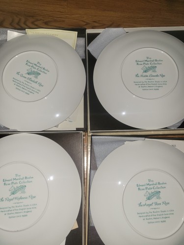 Vintage EDWARD MARSHALL BOHEM ROSE PLATE SET (8) - Picture 7 of 9