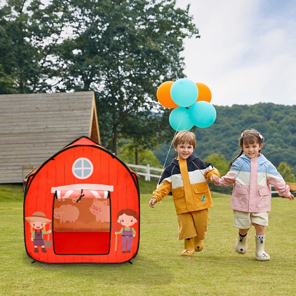 Kids Play Tent Pop Up Barn Play Tent Foldable Portable Playhouse Tent