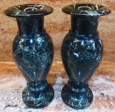 SET OF 2 - MARBLE CANDLESTICK HOLDER / BUD VASES - 7 3/4 " TALL - HEAVY