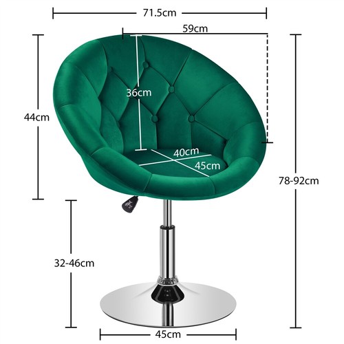 Barstool Height Adjustable Bar Chair PU Round Tub Chair Swivel Vanity Chair - Picture 76 of 83