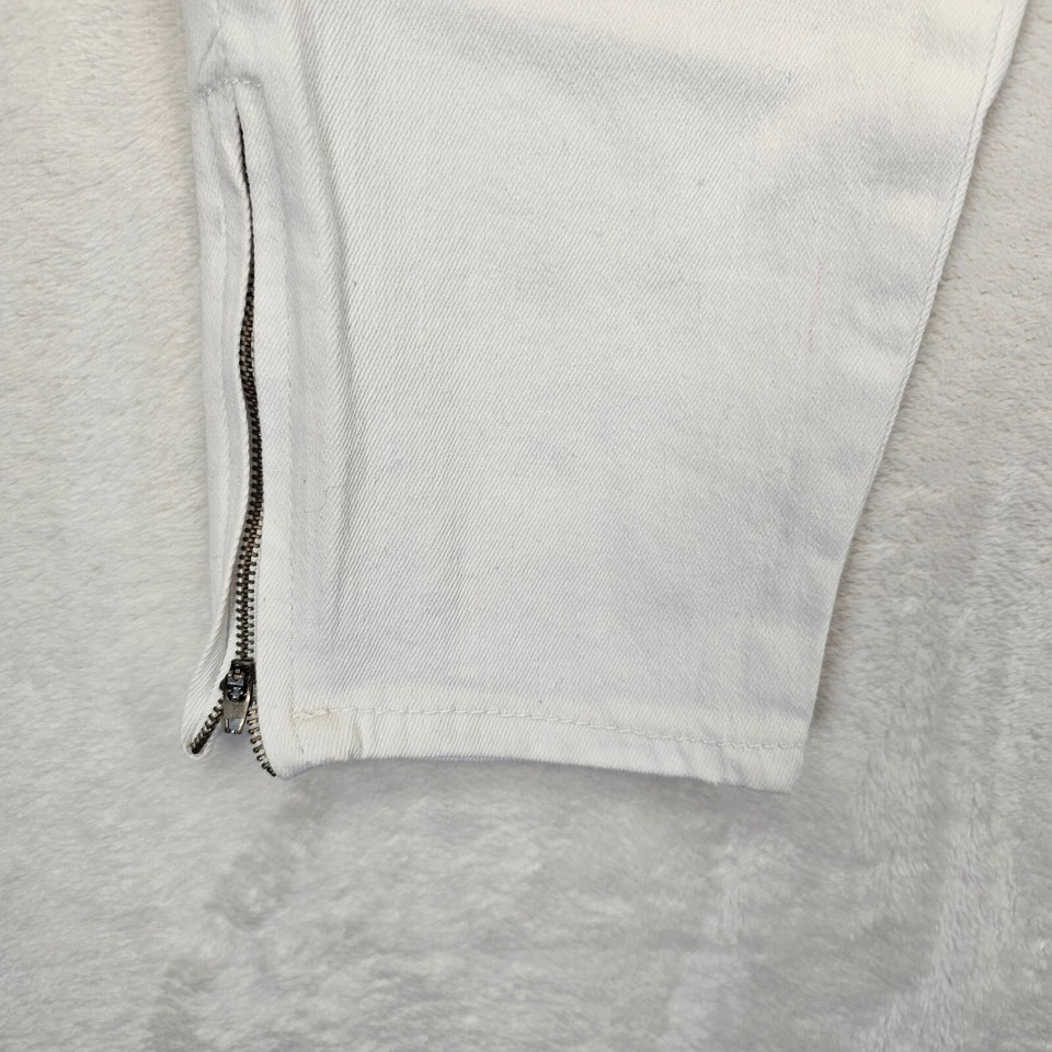 NWT Max Jeans Skimmer Skinny Leg Womens Size 6 White Ankle Zip Stretch