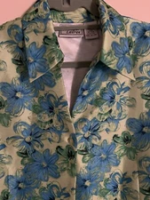 Size 16 Jennifer Lauren Blouse Shirt cap sleeve button front shiny fabric