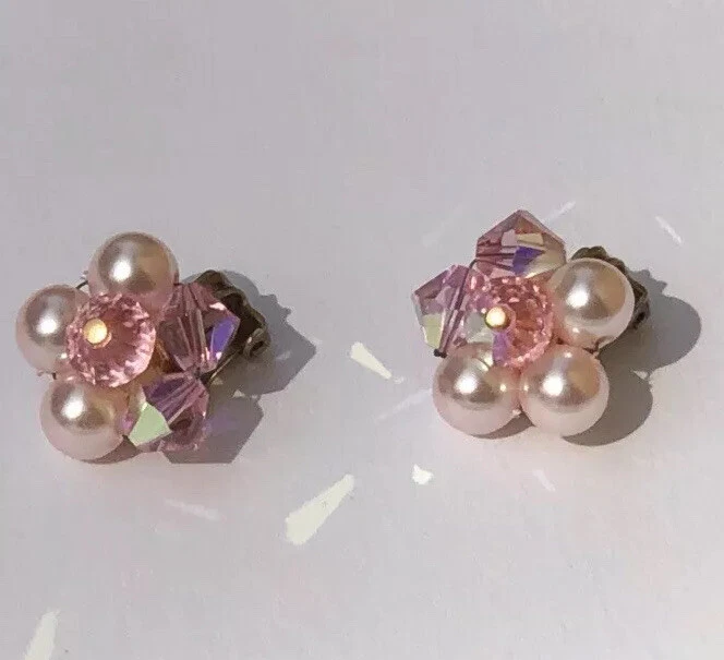 Pink cluster earrings deals