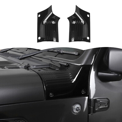 2pcs Front Hood Decal Wave Cowl Corner Guards Trim For Jeep Wrangler JL JT 2018+