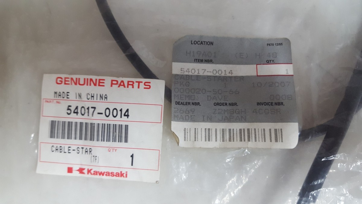 NEW OEM KAWASAKI KX250 STARTER CABLE 54017 0014 NOS DECOMPRESSION