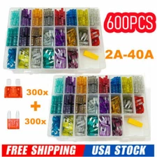 600PCS Car Blade Fuse Assortment Assorted Kit Blade Set Auto Truck Automotive