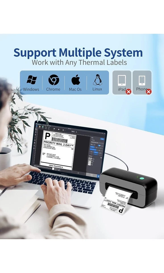 4x6 Bluetooth Thermal Shipping Label Printer for Small Business Package Mail Lot - Image 3 of 4