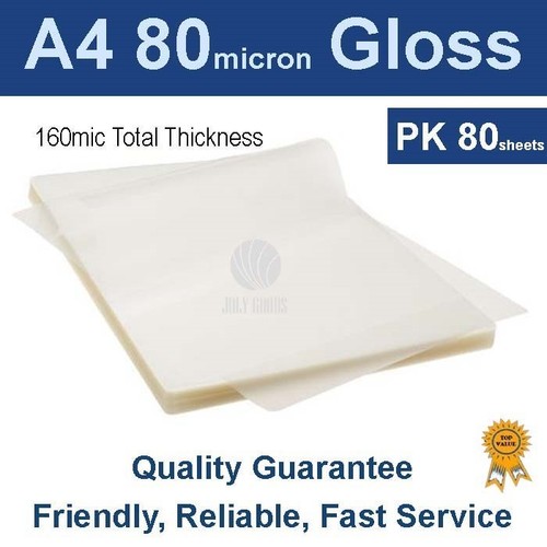 A4 Laminating Pouches 80 micron Gloss (PK 80) eBay