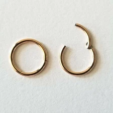 20G 18G 16G 14G Rose Gold HINGED Segment Nose Ring Septum Clicker Daith Hoop