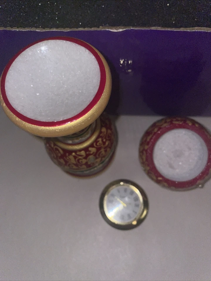 Handcrafter Makrana Marble Table Clock with hand enamelling - Boxed / Untested - Image 4 of 4