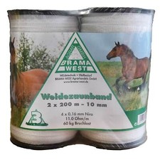 BRAMA-WEST Weidezaunband 2 x 200m x 10mm - 4 x 0,16mm Niro