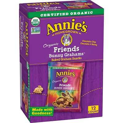 Annie'S Homegrown  Organic Friends Baked Chocolate Chip Honey Bunny Grahams Snac