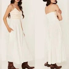 NWOT FREE PEOPLE sweet nothings midi dress in marshmallow white sz S