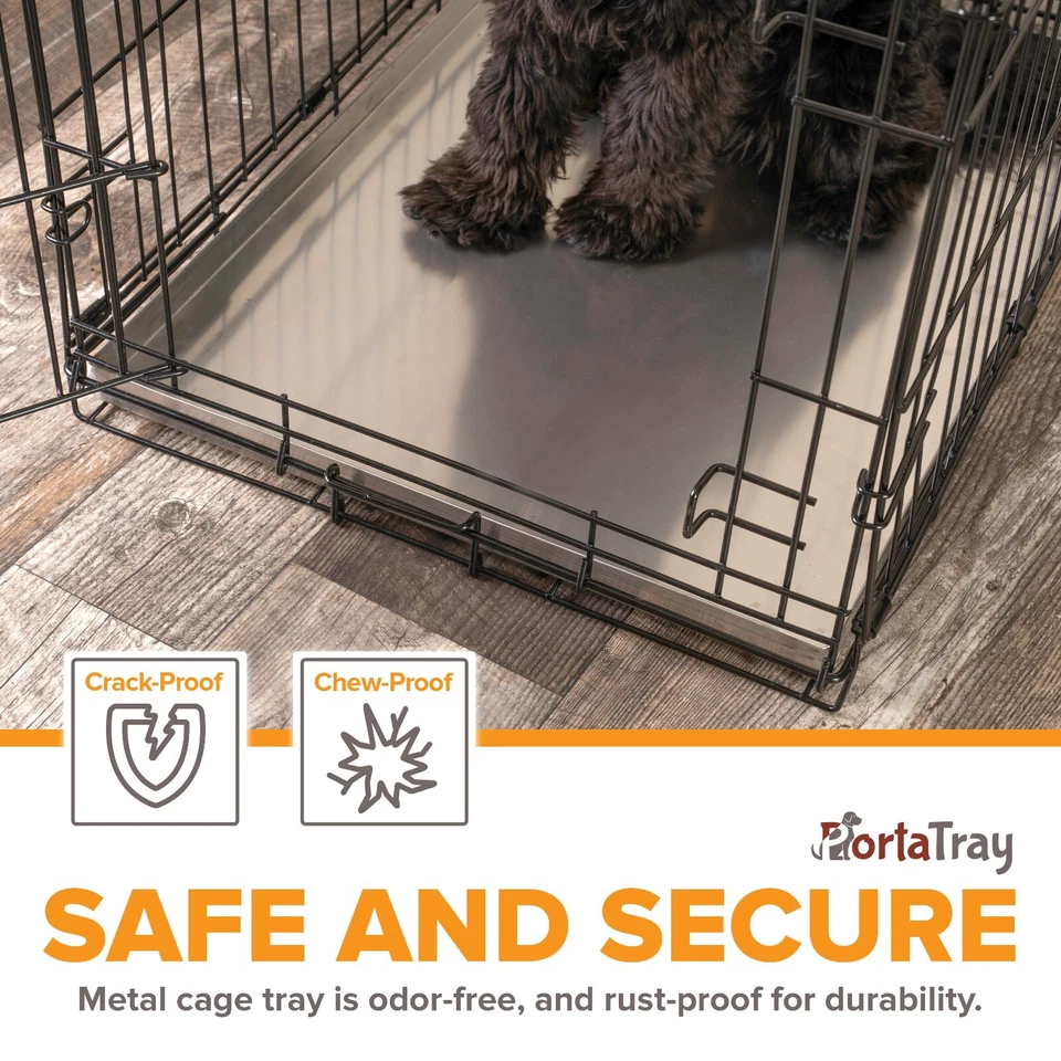 PortaTray Dog Crate Tray Pet Crate Pan Stainless Steel Dog Crate-29.5"x17.5"x1" - Image 2 of 4