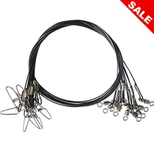 Stainless Fishing Wire Steel Leaders Line 19.68 In 125 Lb Heavy Duty Snaps 20 Pc