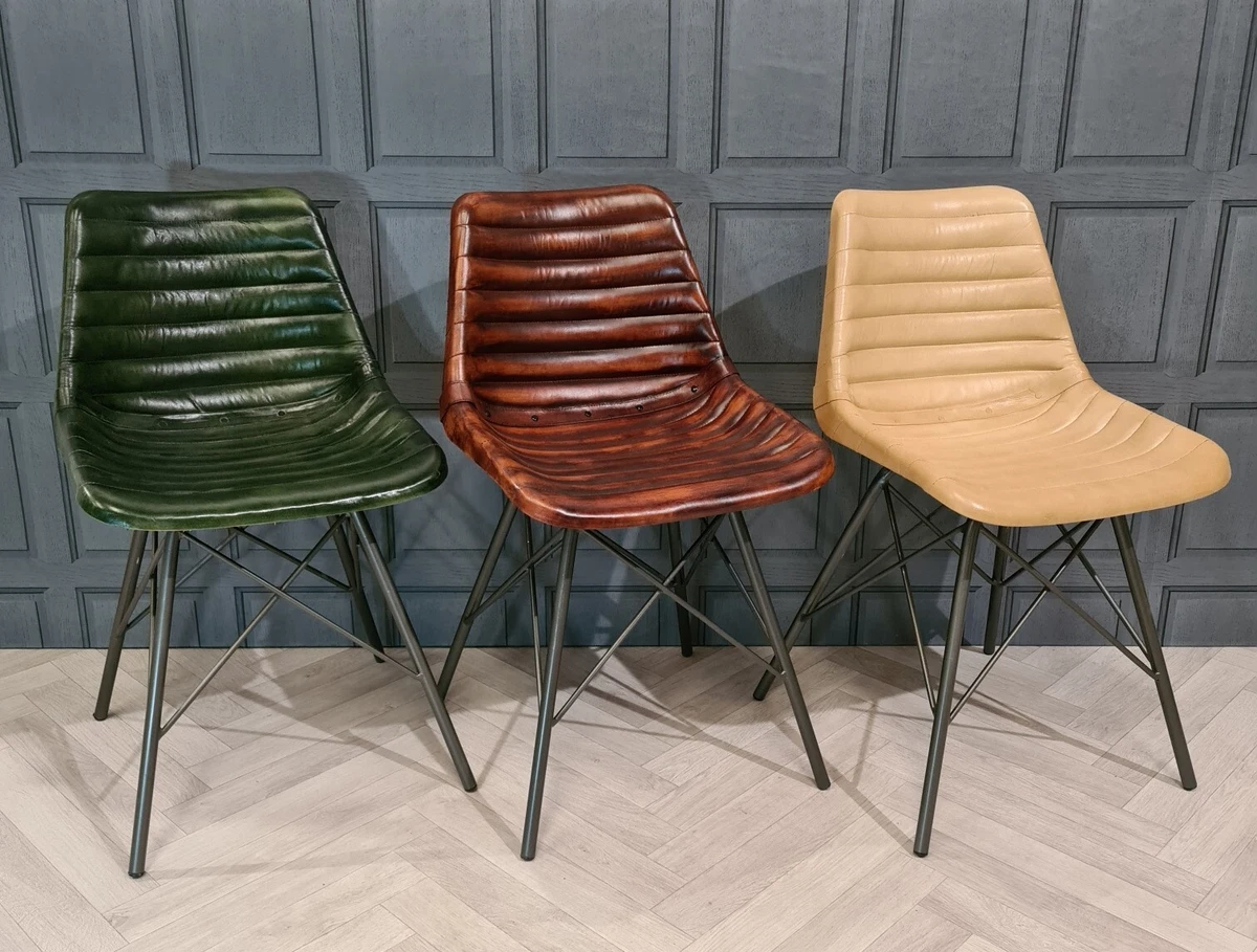 Leather industrial dining chairs outlet