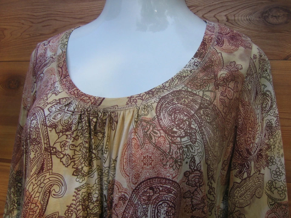 Top tejido elástico Axcess L escote recogido tostado henna marrón 10 12 acanalado Foto 2 de 3