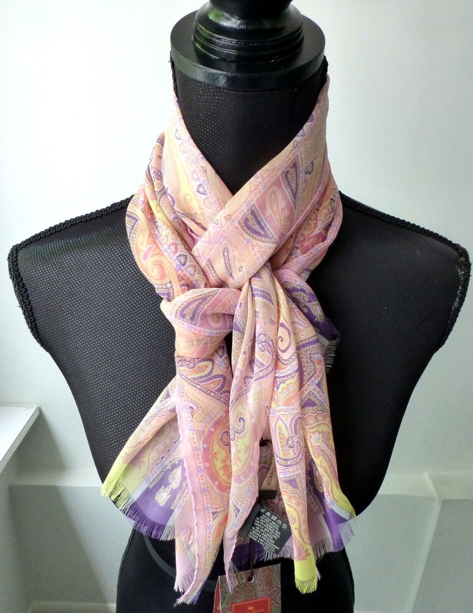 スカーフ Etro Printed silk scarf Pink ETRO Silk Scarf Pink Multicolor Women's Women on | eBay