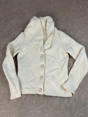 Ann Taylor Womens Angora Blend Button Shawl Stretch Cream