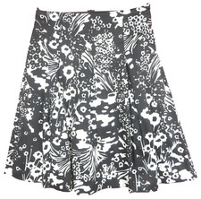 SK19552- TALBOTS Womens 97 Cotton Pleated Skirt Floral Lined Black White 8