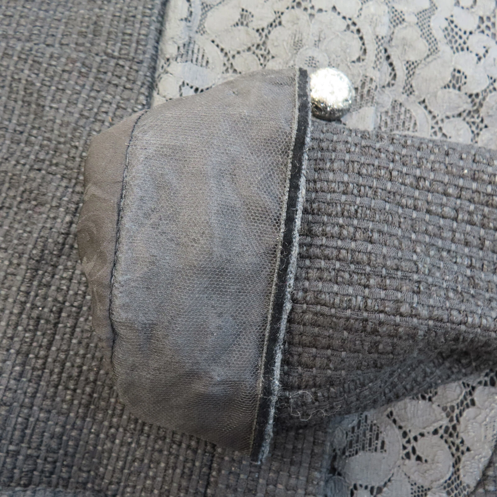 Giacca CHANEL tweed e pizzo nera taglia 36