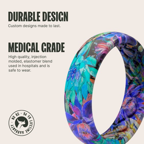 Aspire Twilight Blossom Silicone Ring Breathable Rubber Wedding Rings for Wom... - Picture 2 of 6