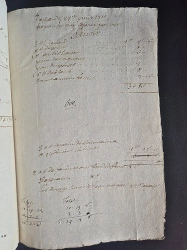 Document Manuscrit 1710 Registre Comptes Cuisine Pigeonnier Louis XIV