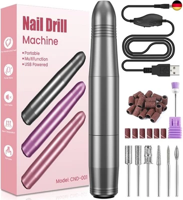 KOOFIT Nagelfräser, Nagelfräser für Gelnägel, Elektrische Nagelfeile 20000 u/Min Ver