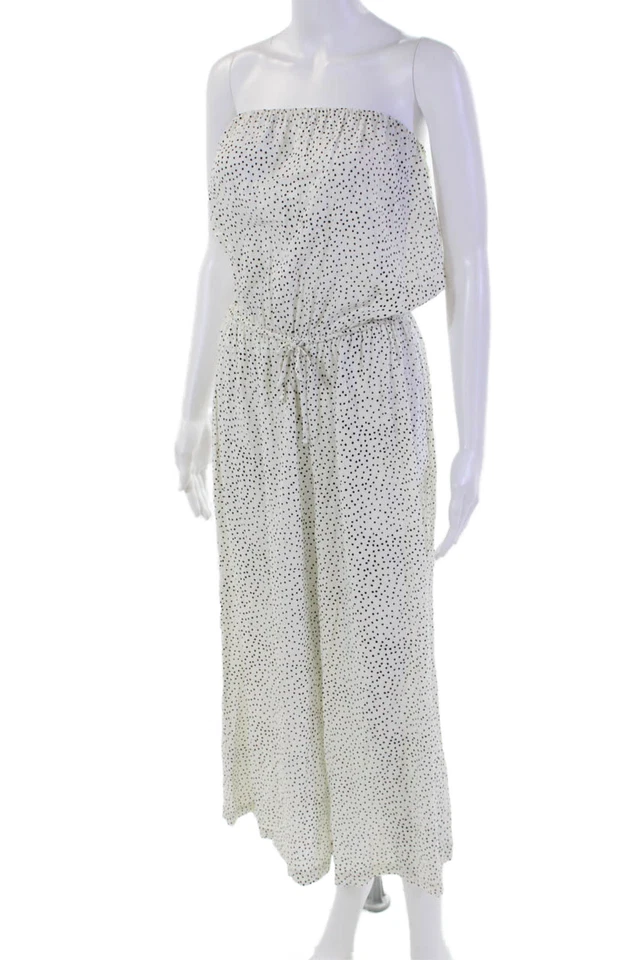 Blue Life Womens Sleeveless Drawstring Polka Dotted Jumpsuit White Size XS - Image 2 of 4
