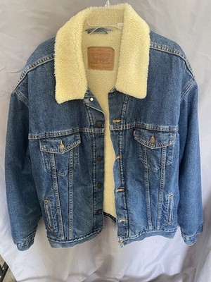Levi's Strauss Mens 2XL Sherpa Lined Denim Snap Button Trucker Jacket