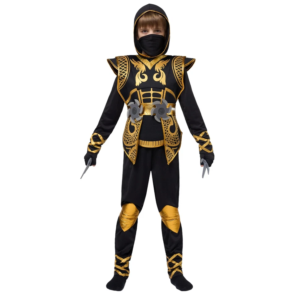 Conjunto de Disfraz de Ninja Dorado para Niños - Mono Accesorios de Espuma - Halloween Foto 3 de 4